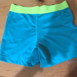 Blue x Green Nike Pro compression shorts